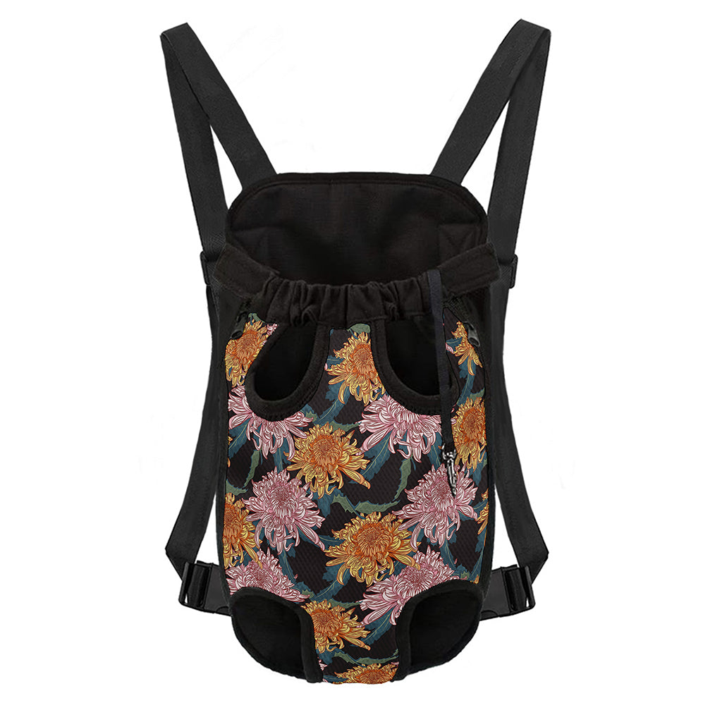 Japanese Chrysanthemum Pattern Print Pet Carrier Backpack