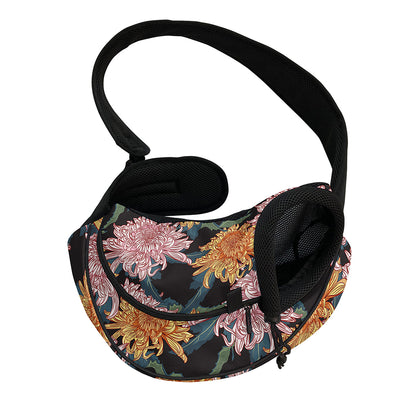 Japanese Chrysanthemum Pattern Print Pet Sling Carrier