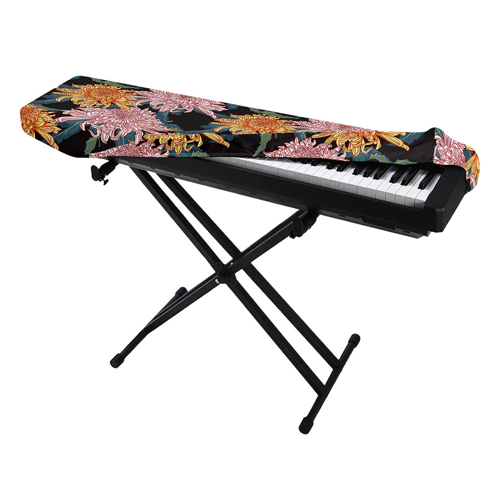 Japanese Chrysanthemum Pattern Print Piano Keyboard Cover