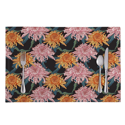 Japanese Chrysanthemum Pattern Print Placemat