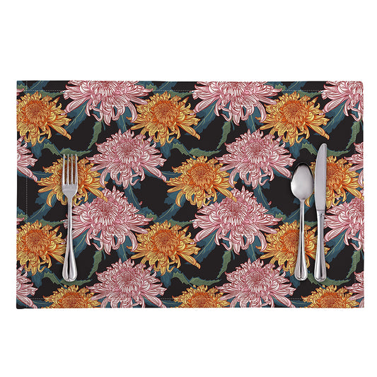 Japanese Chrysanthemum Pattern Print Placemat