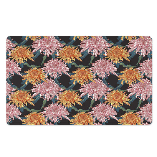 Japanese Chrysanthemum Pattern Print Polyester Doormat
