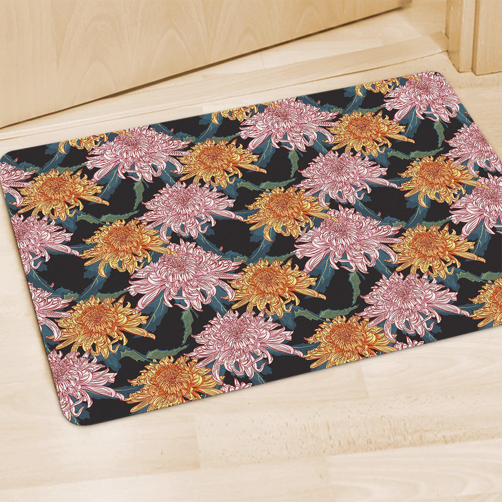 Japanese Chrysanthemum Pattern Print Polyester Doormat