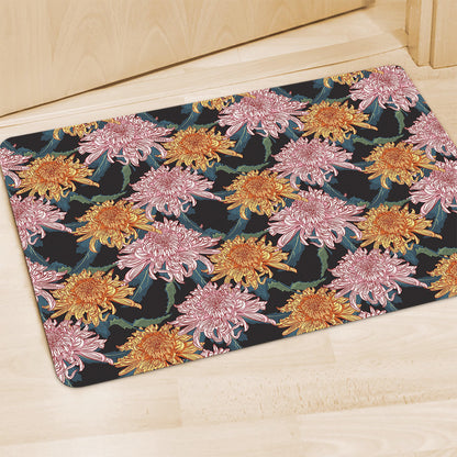 Japanese Chrysanthemum Pattern Print Polyester Doormat