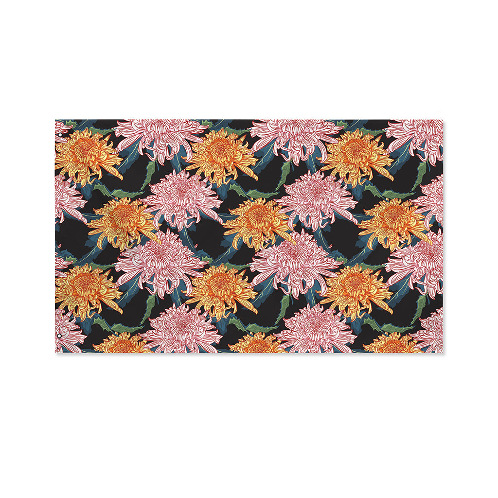 Japanese Chrysanthemum Pattern Print Polyester Flag