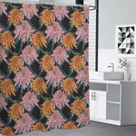 Japanese Chrysanthemum Pattern Print Premium Shower Curtain