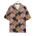Japanese Chrysanthemum Pattern Print Rayon Hawaiian Shirt