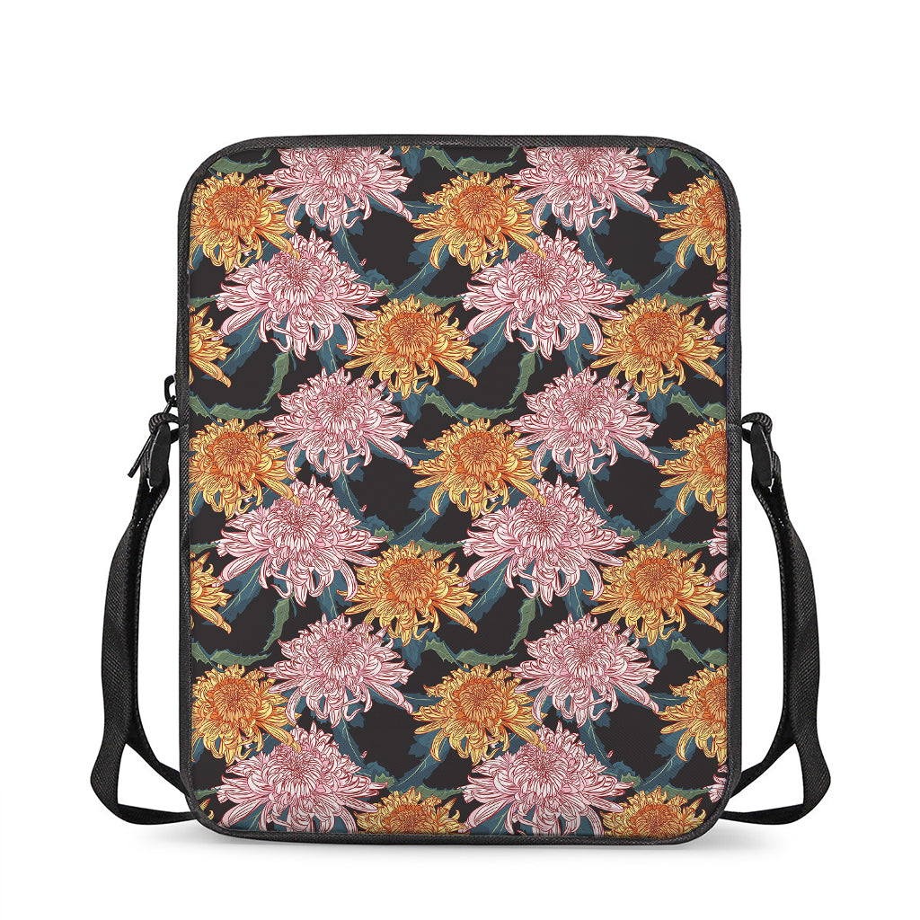 Japanese Chrysanthemum Pattern Print Rectangular Crossbody Bag