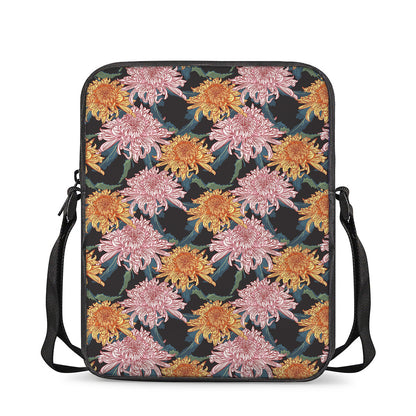 Japanese Chrysanthemum Pattern Print Rectangular Crossbody Bag