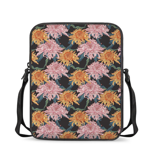 Japanese Chrysanthemum Pattern Print Rectangular Crossbody Bag