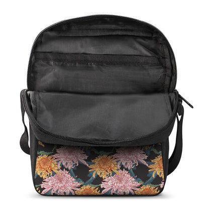 Japanese Chrysanthemum Pattern Print Rectangular Crossbody Bag