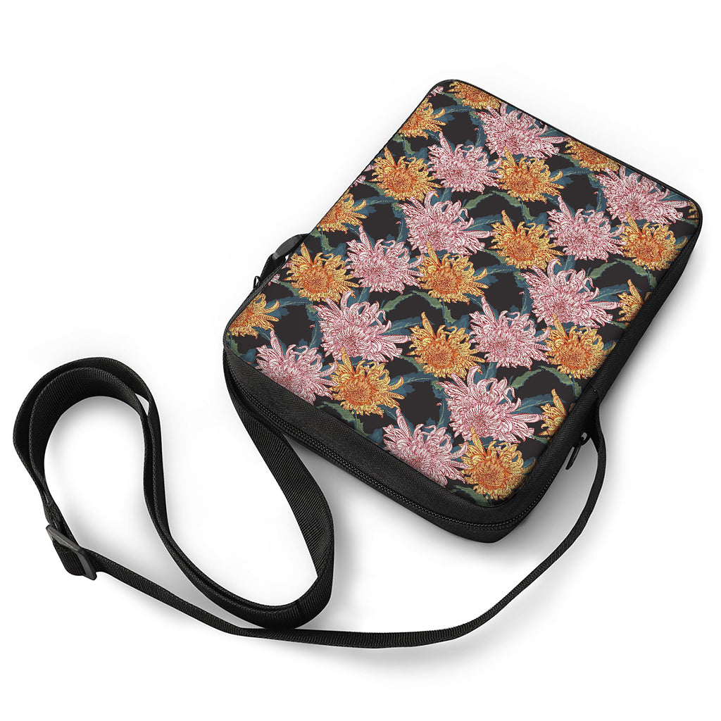 Japanese Chrysanthemum Pattern Print Rectangular Crossbody Bag