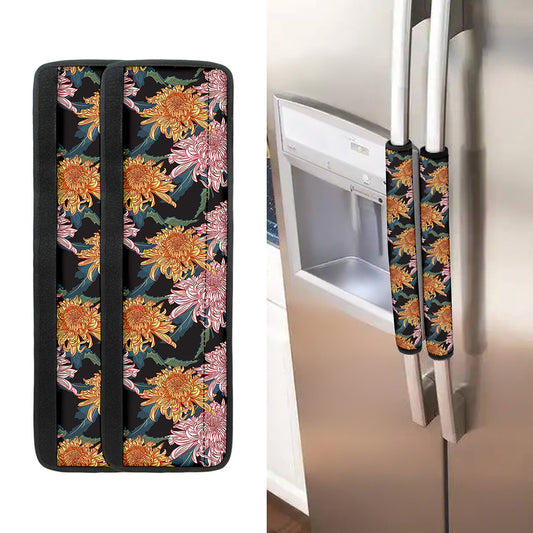 Japanese Chrysanthemum Pattern Print Refrigerator Handle Covers
