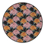 Japanese Chrysanthemum Pattern Print Round Floor Mat