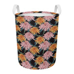 Japanese Chrysanthemum Pattern Print Round Laundry Basket