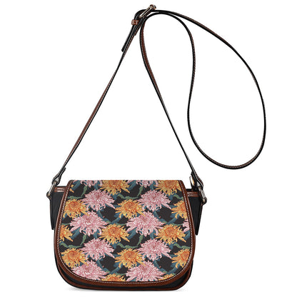 Japanese Chrysanthemum Pattern Print Saddle Bag
