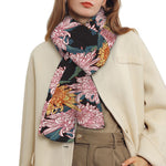 Japanese Chrysanthemum Pattern Print Scarf