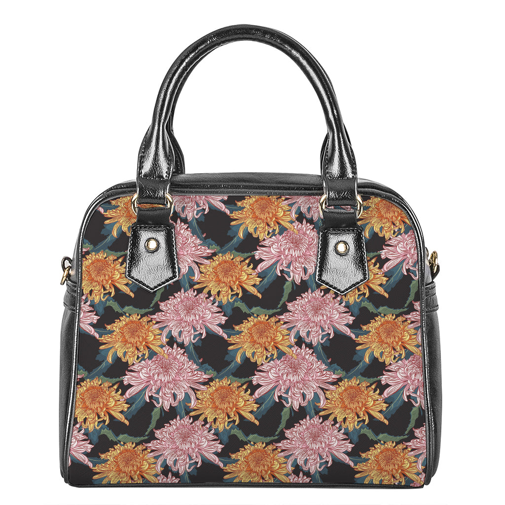 Japanese Chrysanthemum Pattern Print Shoulder Handbag