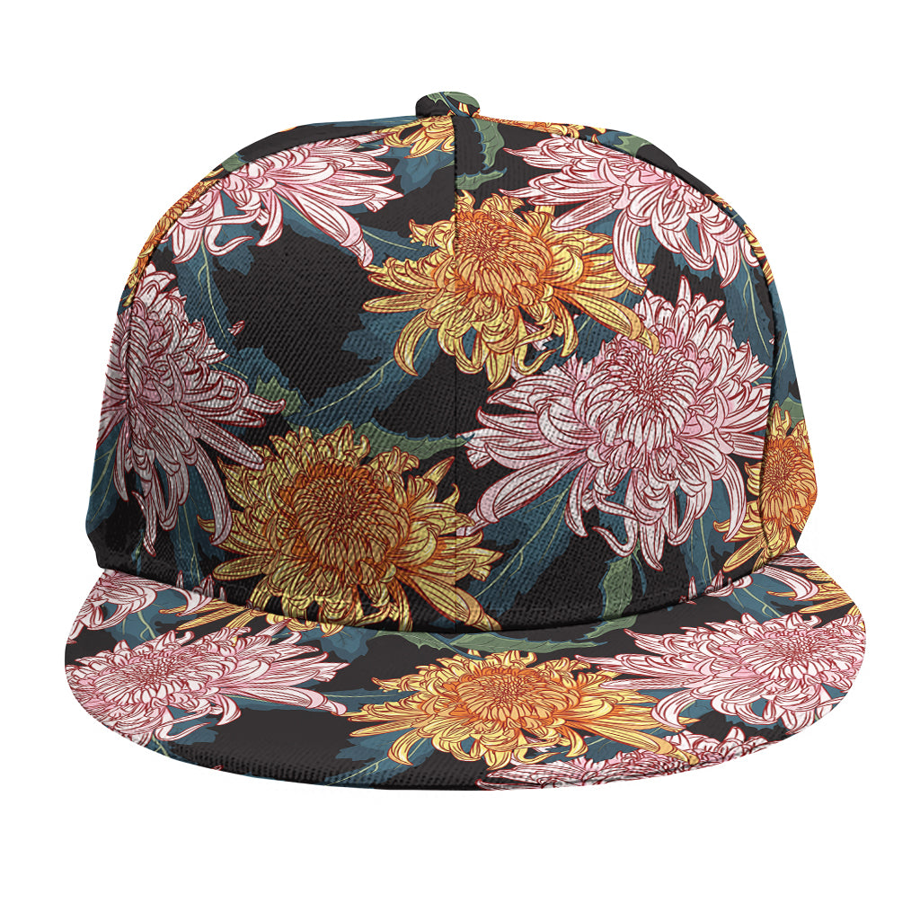 Japanese Chrysanthemum Pattern Print Snapback Cap