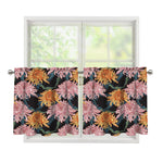 Japanese Chrysanthemum Pattern Print Tier Curtains