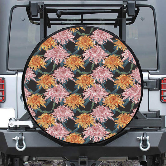 Japanese Chrysanthemum Pattern Print Tire Cover