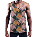 Japanese Chrysanthemum Pattern Print Men's Workout Tank Top
