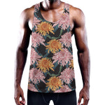 Japanese Chrysanthemum Pattern Print Training Tank Top