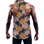 Japanese Chrysanthemum Pattern Print Training Tank Top