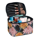 Japanese Chrysanthemum Pattern Print Travel Makeup Bag