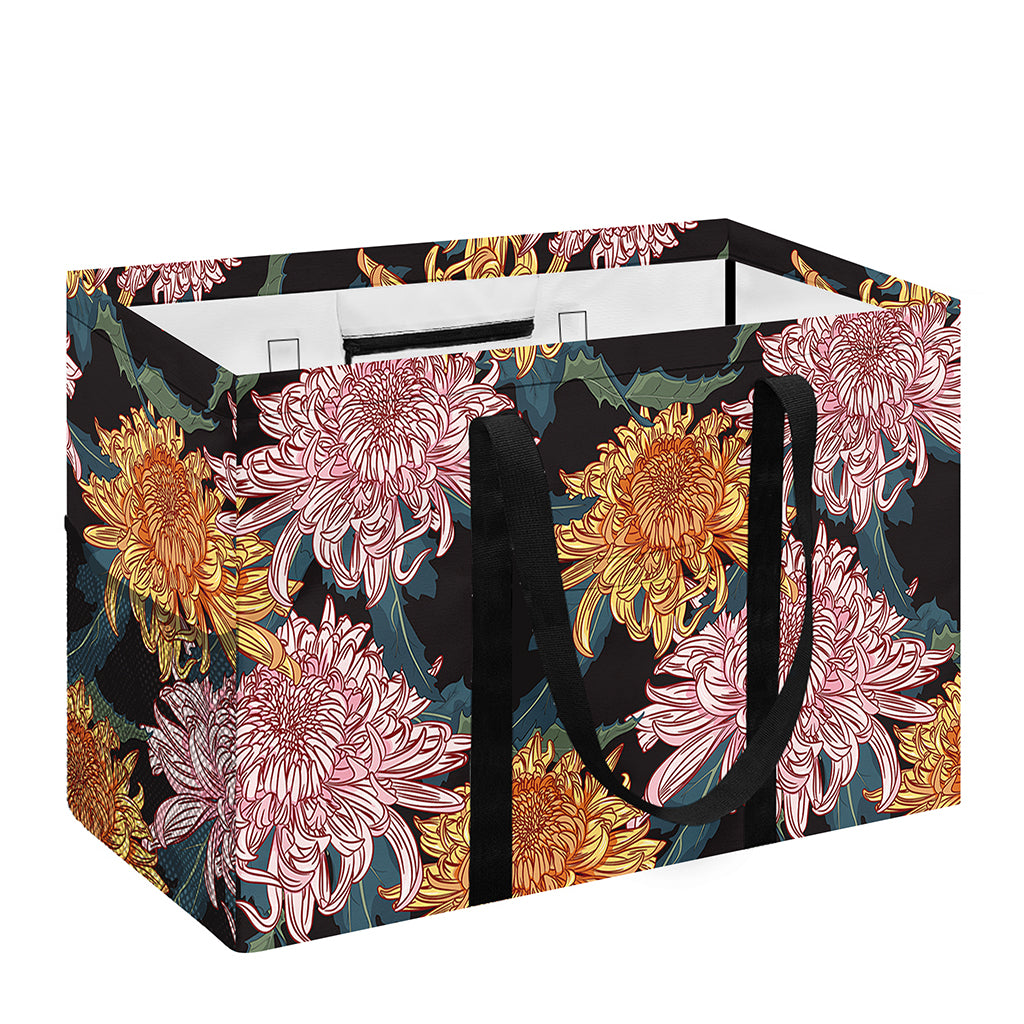 Japanese Chrysanthemum Pattern Print Utility Tote Bag