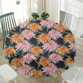 Japanese Chrysanthemum Pattern Print Waterproof Round Tablecloth