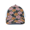 Japanese Chrysanthemum Pattern Print White Mesh Trucker Cap