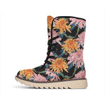 Japanese Chrysanthemum Pattern Print Winter Boots