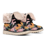 Japanese Chrysanthemum Pattern Print Winter Boots