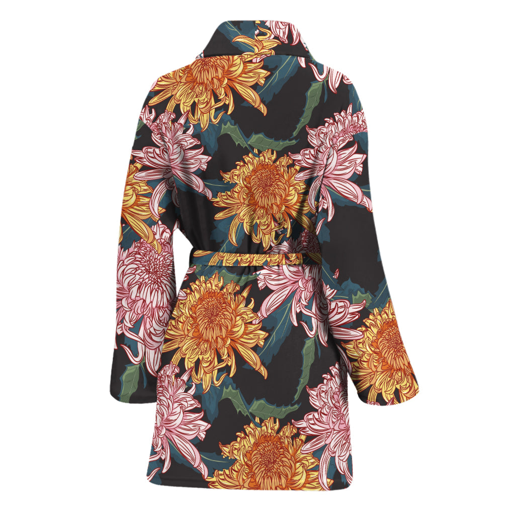 Japanese Chrysanthemum Pattern Print Women's Bathrobe