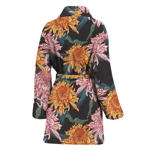 Japanese Chrysanthemum Pattern Print Women's Bathrobe