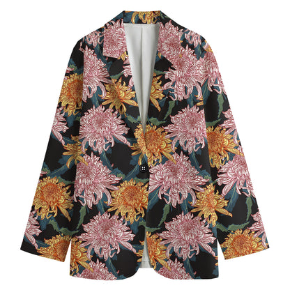 Japanese Chrysanthemum Pattern Print Women's Blazer