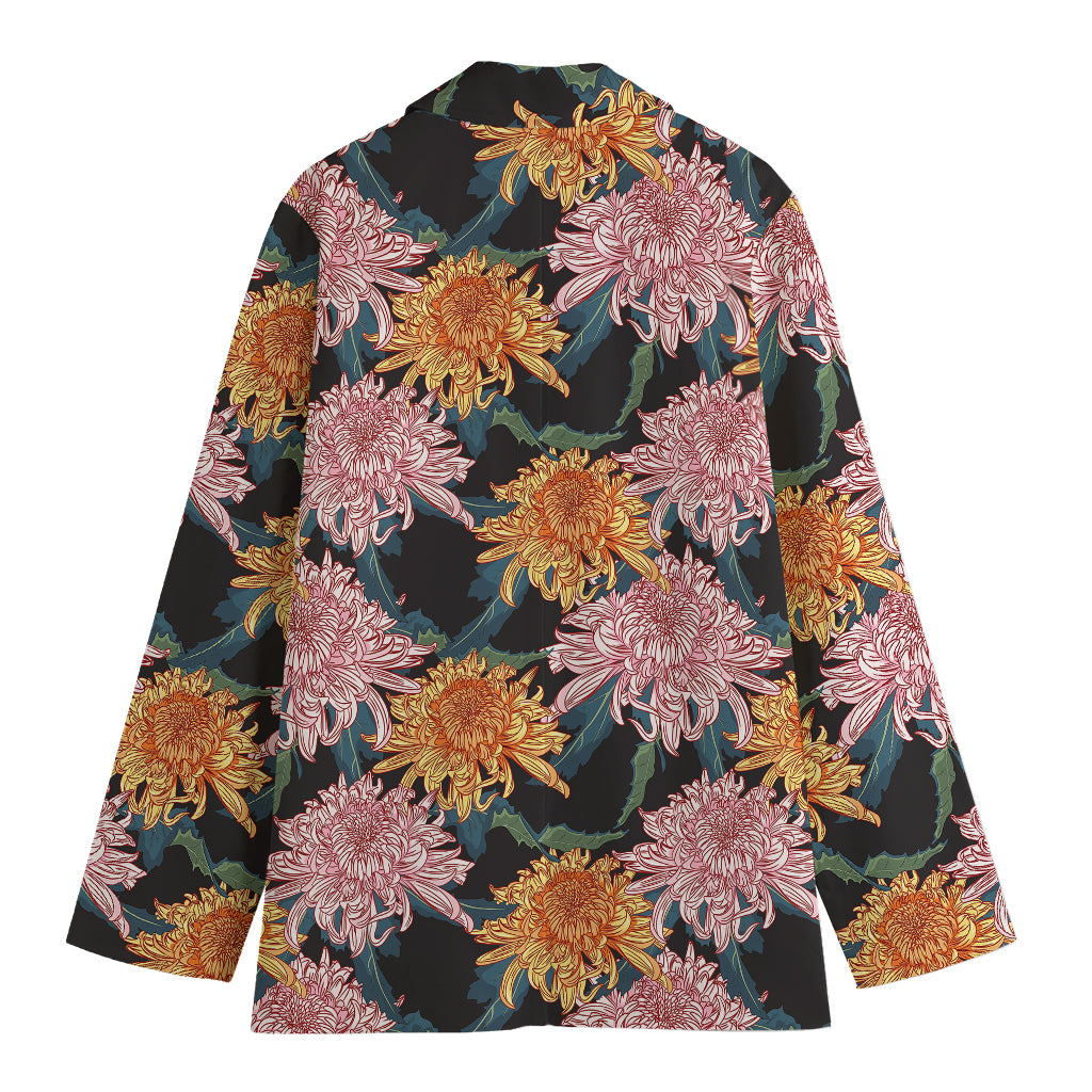 Japanese Chrysanthemum Pattern Print Women's Blazer