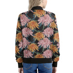 Japanese Chrysanthemum Pattern Print Women's Bomber Jacket