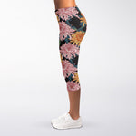 Japanese Chrysanthemum Pattern Print Women's Capri Leggings