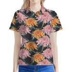 Japanese Chrysanthemum Pattern Print Women's Polo Shirt