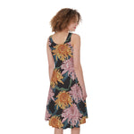 Japanese Chrysanthemum Pattern Print Women's Sleeveless Dress