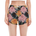 Japanese Chrysanthemum Pattern Print Women's Split Running Shorts