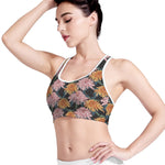 Japanese Chrysanthemum Pattern Print Women's Sports Bra