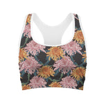 Japanese Chrysanthemum Pattern Print Women's Sports Bra