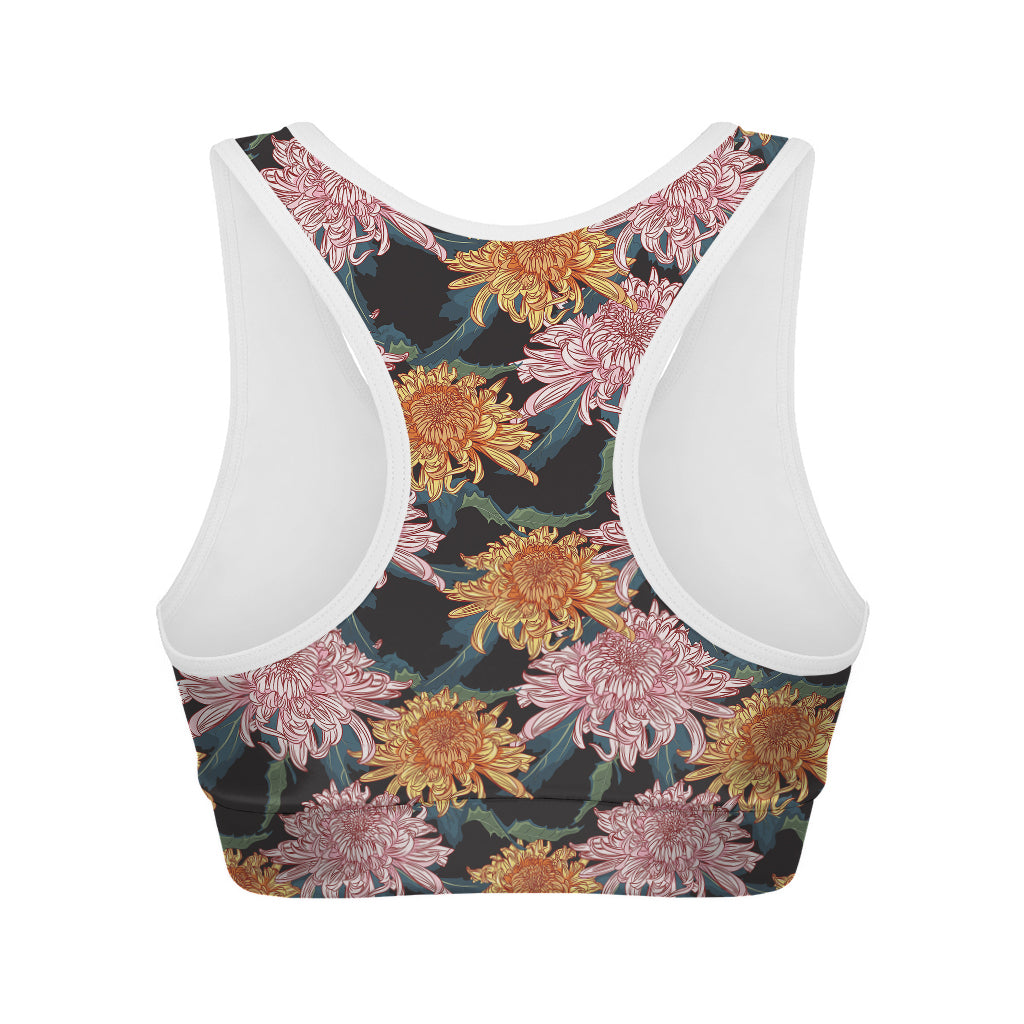 Japanese Chrysanthemum Pattern Print Women's Sports Bra
