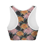 Japanese Chrysanthemum Pattern Print Women's Sports Bra