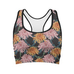 Japanese Chrysanthemum Pattern Print Women's Sports Bra