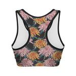 Japanese Chrysanthemum Pattern Print Women's Sports Bra
