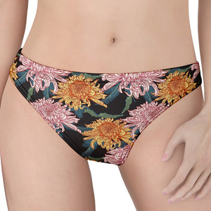 Japanese Chrysanthemum Pattern Print Women's Thong